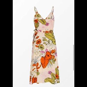 CUPSHE Women's V Neck Wrap Floral Print Ankle Length Dress